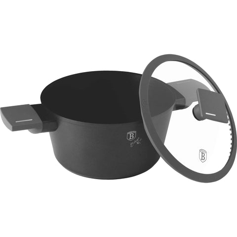 BH/8130, Cacerola con tapa 20 cm, antracita mate, cacerola de 20 cm, cacerola, olla, cacerola con tapa, batería de cocina, cocinar, Berlinger Haus, Promintra