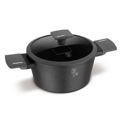 BH/8130, Cacerola con tapa 20 cm, antracita mate, cacerola de 20 cm, cacerola, olla, cacerola con tapa, batería de cocina, cocinar, Berlinger Haus, Promintra