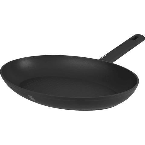 Product image of Fish pan 35x25cm. Part of the Anthracite Collection . Features: • Material: forged aluminum with non-stick titanPro coating • Fish pan Ø35*25*4,5 cm • Color: matt anthracite REGISTERED DESIGN BY BERLINGER HAUS!. (Studio view). Official Berlinger Haus product, boosted by Promintra sl.