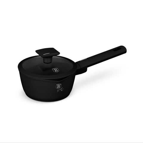 BH/8175, Cacerola con tapa 16 cm, negra, plateada, cacerola de 16 cm, cacerola, cacerola con tapa, batería de cocina, cocinar, Berlinger Haus, Promintra