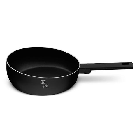 Product image of Flip frypan 26cm. Part of the Matte Black Collection . Features: • Material: stamp aluminum with non-stick titanPro coating • Flip frypan Ø26 cm 2,8L • Color: black- silver REGISTERED DESIGN BY BERLINGER HAUS!. (Studio view). Official Berlinger Haus product, boosted by Promintra sl.