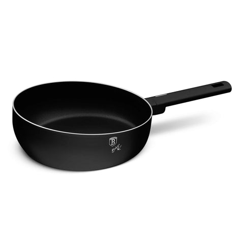 Product image of Flip frypan 26cm. Part of the Matte Black Collection . Features: • Material: stamp aluminum with non-stick titanPro coating • Flip frypan Ø26 cm 2,8L • Color: black- silver REGISTERED DESIGN BY BERLINGER HAUS!. (Studio view). Official Berlinger Haus product, boosted by Promintra sl.