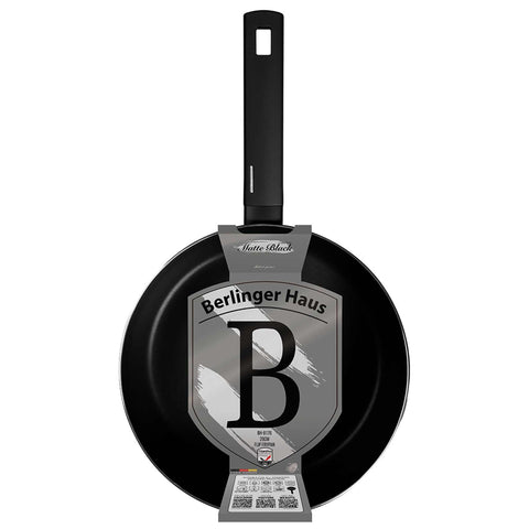 Product image of Flip frypan 26cm. Part of the Matte Black Collection . Features: • Material: stamp aluminum with non-stick titanPro coating • Flip frypan Ø26 cm 2,8L • Color: black- silver REGISTERED DESIGN BY BERLINGER HAUS!. (Studio view). Official Berlinger Haus product, boosted by Promintra sl.
