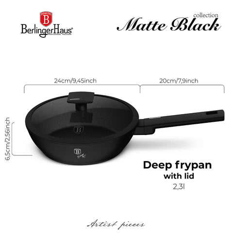Deep frying pan with lid 24cm