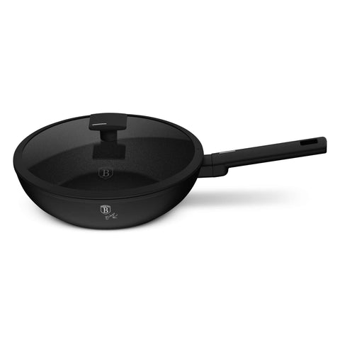 BH/8181, Wok de 28 cm com Tampa, Preto, Prata, Wok de 28 cm com Tampa, Wok, Wok com Tampa, Conjunto de Utensílios de Cozinha, Cozinha