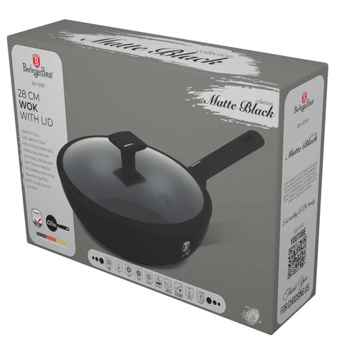 BH/8181, Wok con tapa 28cm, Negro, Plateado, Wok 28 cm con tapa, Wok, Wok con tapa, Batería de cocina, Cocina, Sartenes