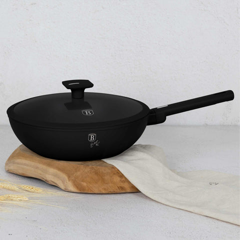 BH/8181, Wok con tapa 28cm, Negro, Plateado, Wok 28 cm con tapa, Wok, Wok con tapa, Batería de cocina, Cocina, Sartenes