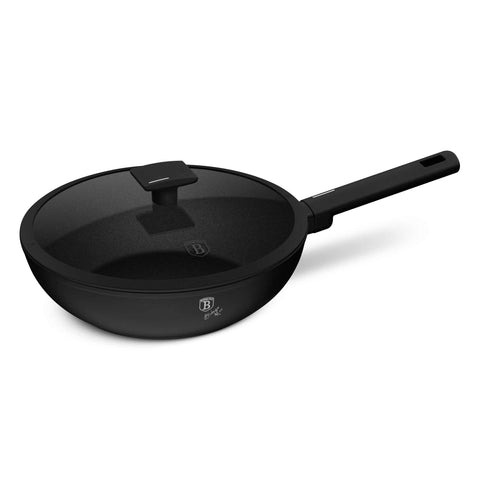 BH/8181, Wok con tapa 28cm, negro, plateado, wok 28 cm con tapa, wok, wok con tapa, batería de cocina, cocinar, Berlinger Haus, Promintra