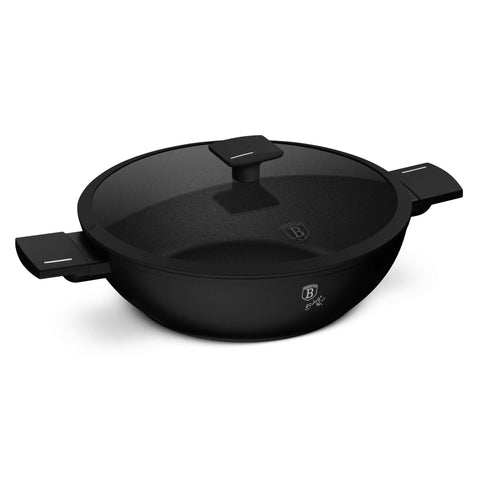 BH/8182, Wok con tapa 30cm, negro, plateado, wok 30 cm con tapa, wok, wok con tapa, batería de cocina, cocinar, Berlinger Haus, Promintra
