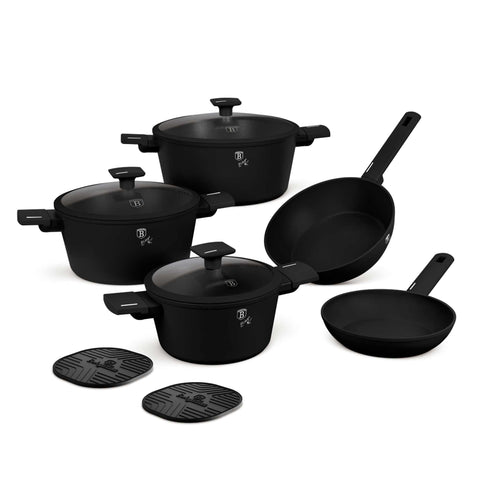 BH/8197, BH/8197N, BH/8197NN, cocina, colección negro mate, Cookware Set, cookwareset, juego, juego de ollas y sartenes, juego de utensilios de cocina, juego de utensilios de cocina de 10 piezas, Matte Black Collection, negro, olla, ollas y sartenes, plateado, pot, Pots & Casseroles, utensilios de cocina