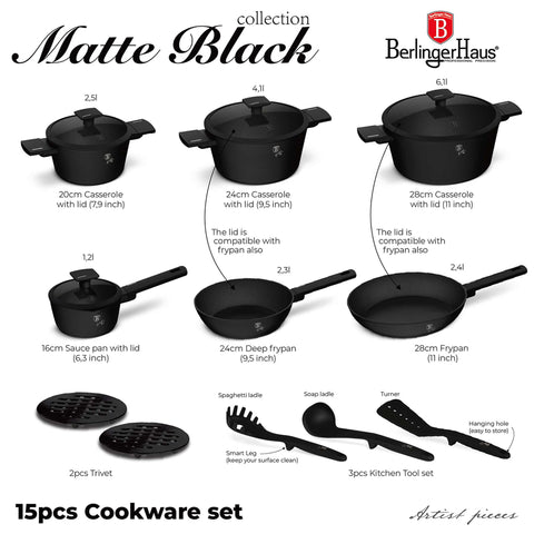 Conjunto de utensílios de cozinha de 15 peças
