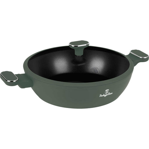 BH/8199, Olla baixa amb tapa 30cm, Verd mat, Olla baixa de 30 cm, Nou disseny de nansa, Olla baixa, Olla baixa amb tapa, Olla, Estris de cuina, Cuina