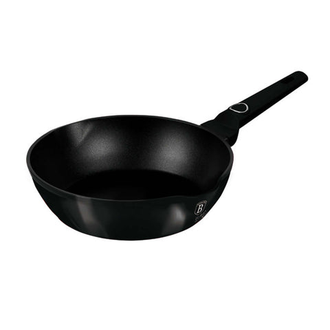 Product image of Deep frypan with 2mouth 24cm. Part of the Black Vantage Collection . Features: • Material: forged aluminum with non-stick titanPro coating • Deep frypan Ø24*6,5 cm 2,3L • Color: shiny black REGISTERED DESIGN BY BERLINGER HAUS!. (Studio view). Official Berlinger Haus product, boosted by Promintra sl.