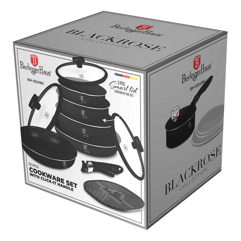 BH/8249N, BH/8249, juego de utensilios de cocina de 13 piezas, negro, oro rosa, juego de utensilios de cocina de 13 piezas, mango de clic, utensilios de cocina inteligentes, juego de utensilios de cocina, ollas y sartenes, juego de ollas y sartenes, juego, clic, cocina, utensilios de cocina, ollas y cacerolas