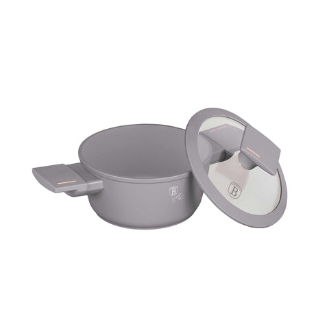 Product image of Mini casserole with lid for kids 14cm. Part of the Taupe Collection . Features: • Material: forged aluminum with non-stick titanPro coating • Casserole with lid Ø14*7 cm 0,7L • Color: matt taupe REGISTERED DESIGN BY BERLINGER H.... (Studio view). Official Berlinger Haus product, boosted by Promintra sl.