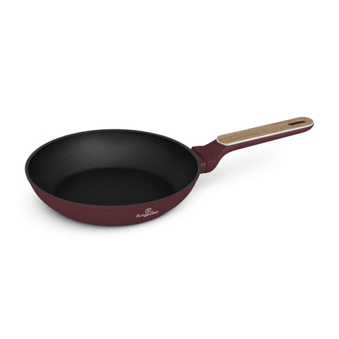 Product image of Frypan 24cm. Part of the Leonardo Nordic Collection . Features: • Material: forged aluminum with non-stick titanPro coating • Frypan Ø24*4,8 cm 1,7L • Color: matt bordeaux, wooden REGISTERED DESIGN BY BERLINGER .... (Studio view). Official Berlinger Haus product, boosted by Promintra sl.
