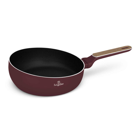 BH/8294, Frigideira dobrável de 26 cm, Bordô fosco, Madeira, Frigideira dobrável de 26 cm, Novo design de cabo, Frigideira, Frigideira dobrável, Frigideira, Utensílios de cozinha, Cozinha