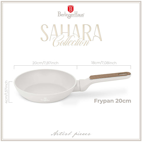 BH/8307, Frypan 20cm, matt-cream,wooden, 20 cm frypan, frypan, frying pan, cookware, cooking