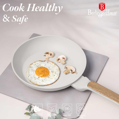 BH/8308, Sartén 24cm, Crema Mate, Madera, Sartén 24cm, Nuevo diseño de mango, Sartén, Utensilios de cocina, Cocina, Sartenes