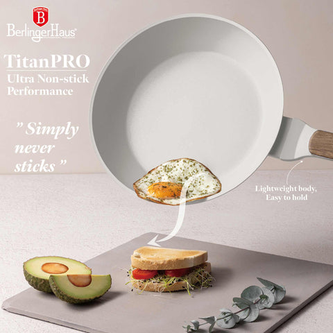 BH/8308, Sartén 24cm, Crema Mate, Madera, Sartén 24cm, Nuevo diseño de mango, Sartén, Utensilios de cocina, Cocina, Sartenes