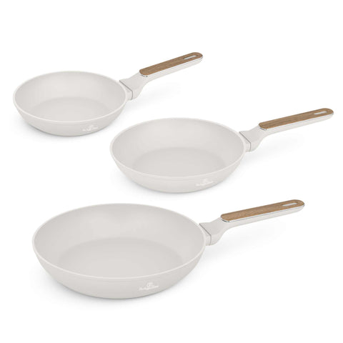 BH/8322, joc de 3 paelles, crema mat, fusta, joc de 3 paelles a., nou disseny de mango, paella, joc de paelles, paella, joc de paelles, utensilis de cuina, cuina