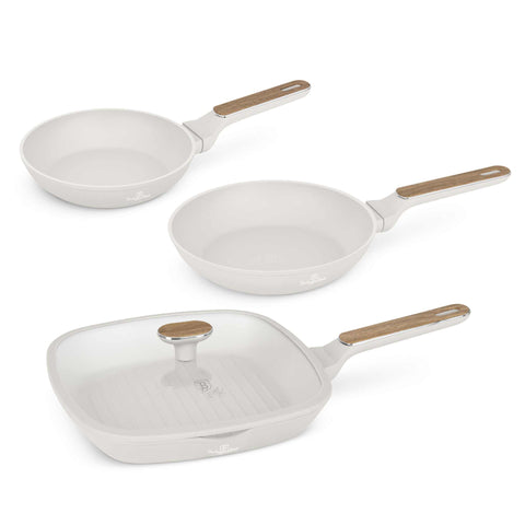 BH/8323, conjunto de 4 frigideiras, creme fosco, madeira, conjunto de 4 frigideiras, novo design de cabo, frigideira, conjunto de frigideiras, frigideira, conjunto de frigideiras, frigideira grill, utensílios de cozinha, cozinha