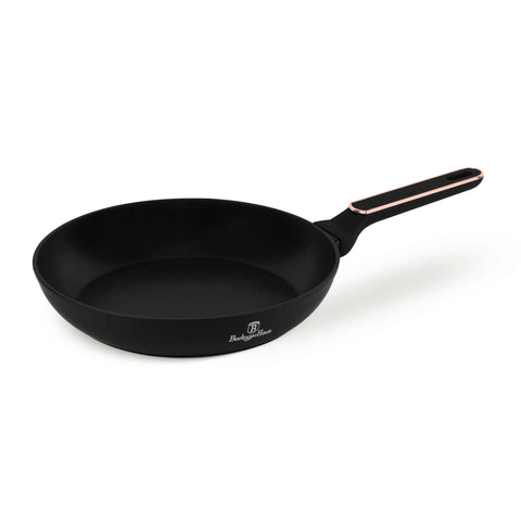 Product image of Frypan 28cm. Part of the Black Rose Collection . Features: • Material: forged aluminum with non-stick titanPro coating • Frypan Ø28*5,2 cm 2,4L • Color: matt black- rose gold REGISTERED DESIGN BY BERLINGER .... (Studio view). Official Berlinger Haus product, boosted by Promintra sl.