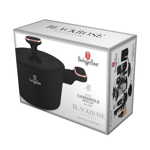 BH/8357, Casserole with lid 20cm, matt-black,rose-gold, 20 cm casserole, casserole, pot, casserole with lid, cookware, cooking