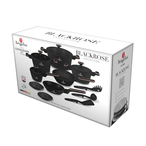 BH/8363, 15pcs cookware set, matt-black,rose-gold, 15 pcs cookware set, cookware set, pots, pot set, pots and pans, pot and pan set, set, kitchen tools, cooking, cookware
