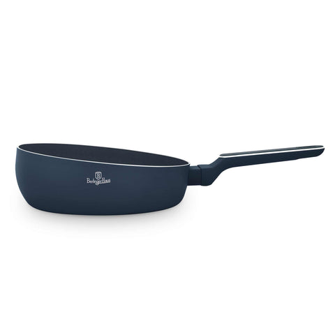Product image of Flip frypan 26cm. Part of the Deep Sea Collection . Features: • Material: stamp aluminum with non-stick titanPro coating • Flip frypan Ø26 cm 2,8L • Color: matt blue, grey wooden REGISTERED DESIGN BY BERLINGER.... (Studio view). Official Berlinger Haus product, boosted by Promintra sl.