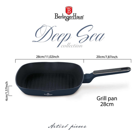 BH/8373, Paella per a graella de 28 cm, Blau Mate, Fusta Gris, Paella per a graella de 28 cm, Nou disseny de mànec, Paella, Paella per fregir, Paella per a graella, Bateria de cuina, Cuina