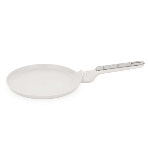 Product image of Pancake pan 25cm. Part of the Sahara Marble Collection . Features: • Material: forged aluminum with non-stick titanPro coating • Pancake pan Ø25*2,2 cm • Color: matt cream, marble REGISTERED DESIGN BY BERLINGER HAUS!. (Studio view). Official Berlinger Haus product, boosted by Promintra sl.