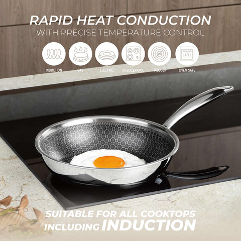 Product image of Frypan 20cm. Part of the Eternal Collection . Features: • Material: stainless steel with laser-cut surface • Size: 20*4,5 cm 1,0L REGISTERED DESIGN BY BERLINGER HAUS!. (Studio view). Official Berlinger Haus product, boosted by Promintra sl.
