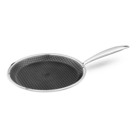 Product image of Pancake pan 26cm. Part of the Eternal Collection . Features: • Material: stainless steel with laser-cut surface • Size: 26*2 cm REGISTERED DESIGN BY BERLINGER HAUS!. (Studio view). Official Berlinger Haus product, boosted by Promintra sl.