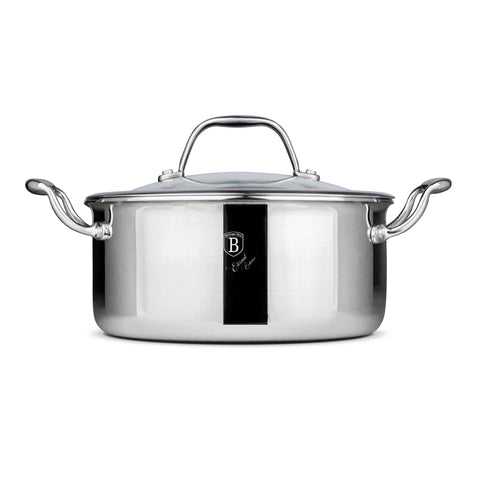 Product image of Casserole with lid 20cm. Part of the Eternal Collection . Features: • Material: stainless steel with laser-cut surface • Size: 20*9,5 cm 2,7L REGISTERED DESIGN BY BERLINGER HAUS!. (Studio view). Official Berlinger Haus product, boosted by Promintra sl.