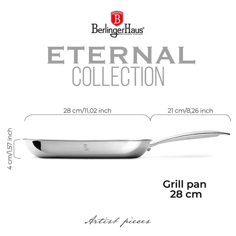 BH/8513N,BH/7430,BH/8513,Sartén grill 28cm,Acero inoxidable,Sartén grill 28 cm,Sartén,Sartén grill,Utensilios de cocina,Cocinar,Sartenes