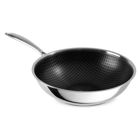 Product image of Wok 30cm. Part of the Eternal Collection . Features: • Material: stainless steel with laser-cut surface • Size: 30*9 cm REGISTERED DESIGN BY BERLINGER HAUS!. (Studio view). Official Berlinger Haus product, boosted by Promintra sl.