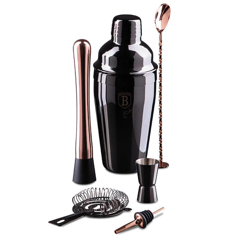 BH/8545, conjunto de jantar de 6 peças, preto, ouro rosa, conjunto de jantar, conjunto de jantar de 6 peças