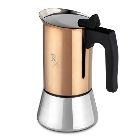BH/8549, Cafetera de 6 tasses APTA PER INDUCCIÓ, Or rosa, cafetera, cafetera d´acer inoxidable, cafetera moka, moka express
