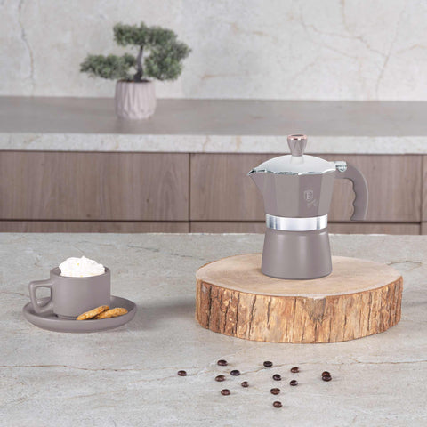 BH/8568, BH/8568N, Cafetera de 3 tazas, color topo mate, cafetera, cafetera moka, moka express, electrodomésticos de cocina