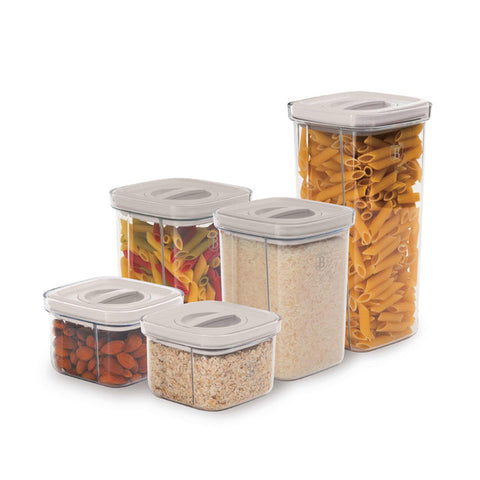 BH/8575N, joc de 5 pots, crema, joc de pots b., joc de pots, pots de cuina, contenidors d'emmagatzematge
