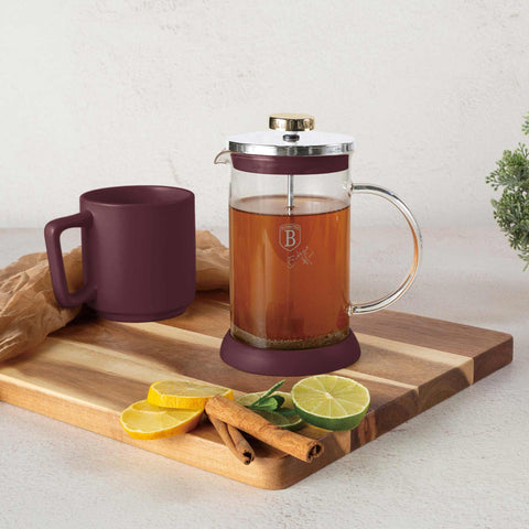 BH/8584, Cafetera de émbolo para café y té de 600 ml, Burdeos mate, cafetera de émbolo para café y té, cafetera de émbolo para café y té, prensa francesa, electrodomésticos de cocina, cafetera