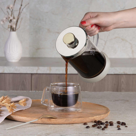 BH/8586, Cafetera de émbolo para café y té de 600 ml, Crema mate, Cafetera de émbolo para café y té, Cafetera de émbolo para café y té, Prensa francesa, Electrodomésticos de cocina, Cafetera