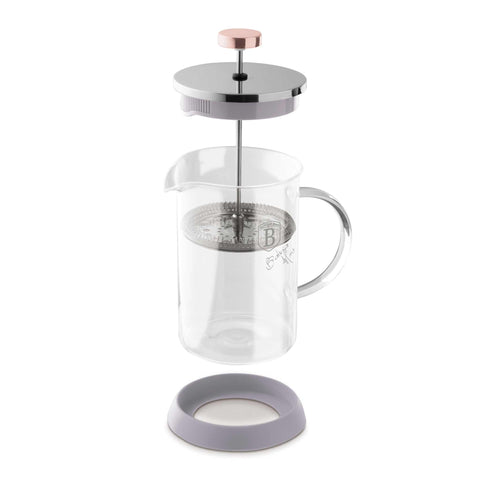 Imatge del producte de l'embolcall per a cafè i te de 600 ml. Part de la col·lecció Taupe. Característiques: • Material: acer inoxidable 18/10, vidre borosilicat (1,8 mm) • Capacitat: 600 ml • Color: taupe mat. (Vista d'estudi). Producte oficial de Berlinger, impulsat per Promintra sl.