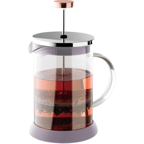 Imatge del producte de l'embolcall per a cafè i te de 600 ml. Part de la col·lecció Taupe. Característiques: • Material: acer inoxidable 18/10, vidre borosilicat (1,8 mm) • Capacitat: 600 ml • Color: taupe mat. (Vista d'estudi). Producte oficial de Berlinger, impulsat per Promintra sl.