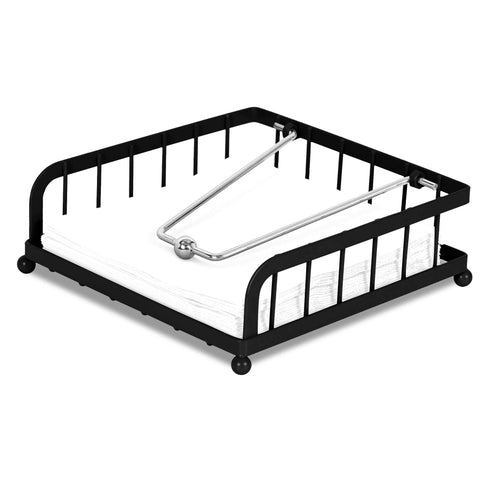 Product image of Napkin holder. Part of the Black Vantage Collection/Matte Black Collection/Black Silver Collection . Features: • Material: iron • Size: 18,5*18,5*6,2 cm • Color: matt black. (Conceptual view). Official Berlinger Haus product, boosted by Promintra sl.
