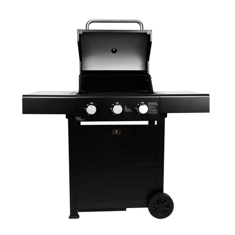 Product image of Outdoor gas barbecue grill 3burners. Part of the outdoor . Features: • XL SIZE: Cooking area: 50*41,5 cm • Main burners: 2,2 KW*3 • Thermometer in the top (lid) • Cold roll steel lid, side and front panels, control p.... (Studio view). Official Berlinger Haus product, boosted by Promintra sl.