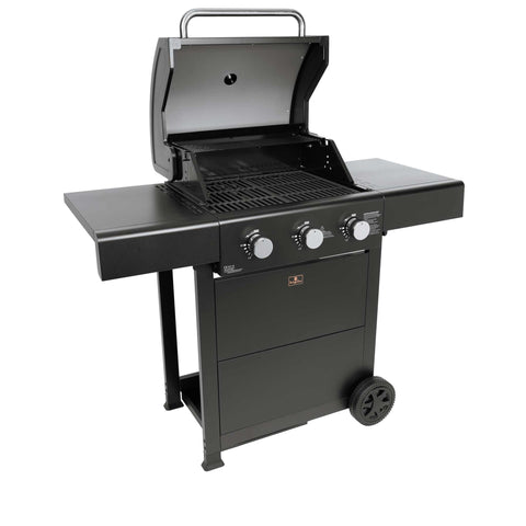 Product image of Outdoor gas barbecue grill 3burners. Part of the outdoor . Features: • XL SIZE: Cooking area: 50*41,5 cm • Main burners: 2,2 KW*3 • Thermometer in the top (lid) • Cold roll steel lid, side and front panels, control p.... (Studio view). Official Berlinger Haus product, boosted by Promintra sl.