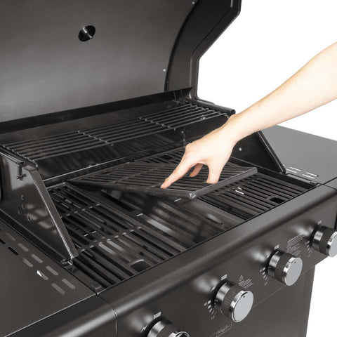 Product image of Outdoor gas barbecue grill 4burners. Part of the outdoor . Features: • XXL SIZE: Cooking area: 60*41,5 cm • Main burners: 2,2 KW*4 • Thermometer in the top (lid) • Cold roll steel lid, side and front panels, control .... (Studio view). Official Berlinger Haus product, boosted by Promintra sl.