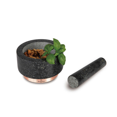 BH/8608, Mortero, Negro, Oro rosa, Mortero, Granito, Utensilios de cocina, Mortero
